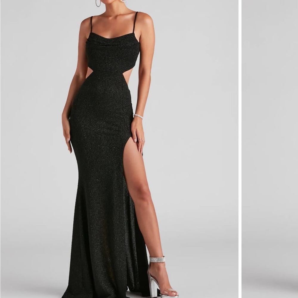 Windsor Black Glitter Backless Dress